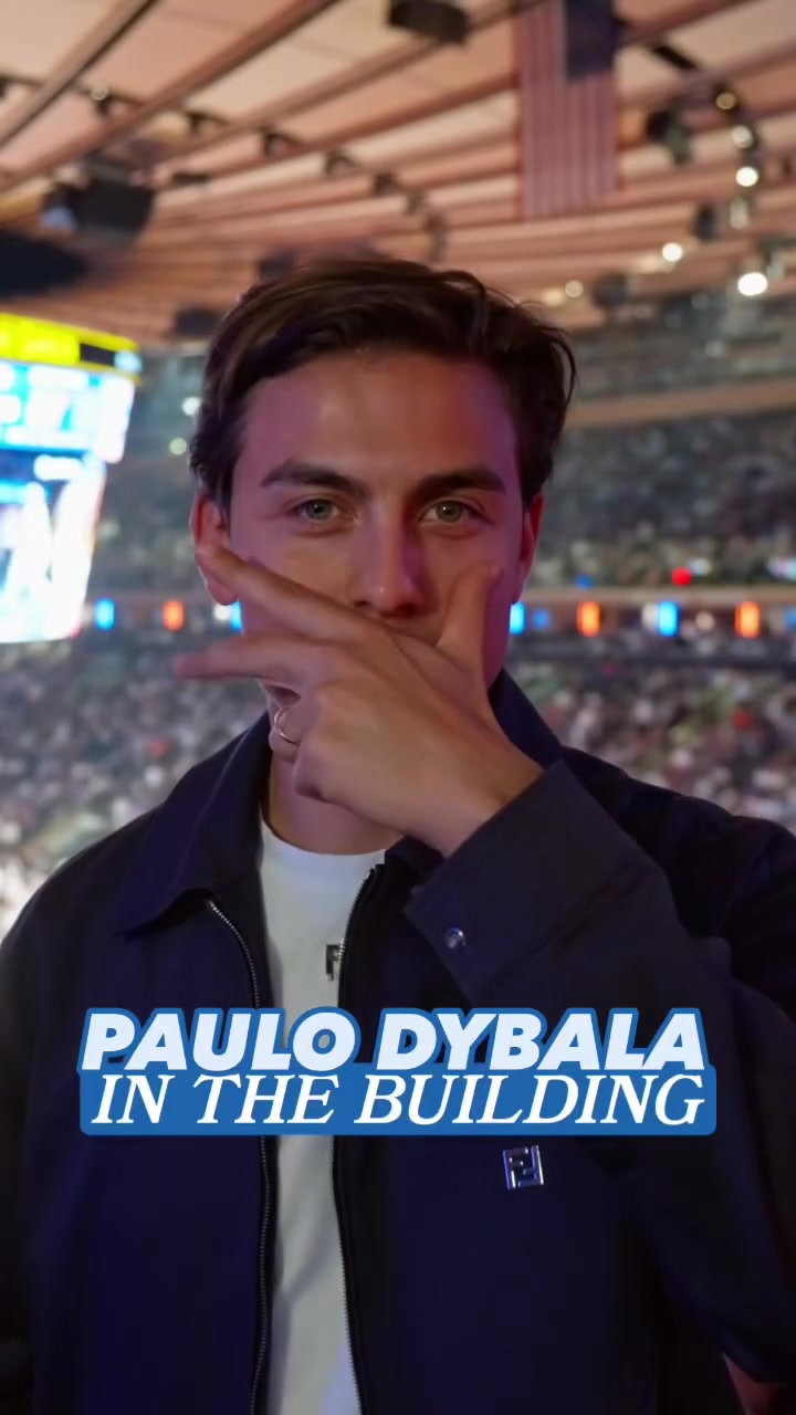 png电子平台迪巴拉看NBA了！纽约尼克斯社媒晒现场视频：迪巴拉标志庆祝动作